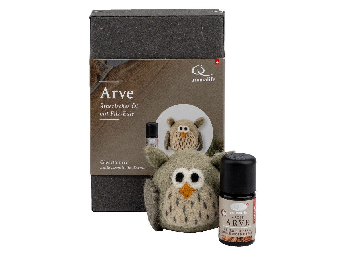 AROMALIFE Geschenkset Filz Eule mit Arve
