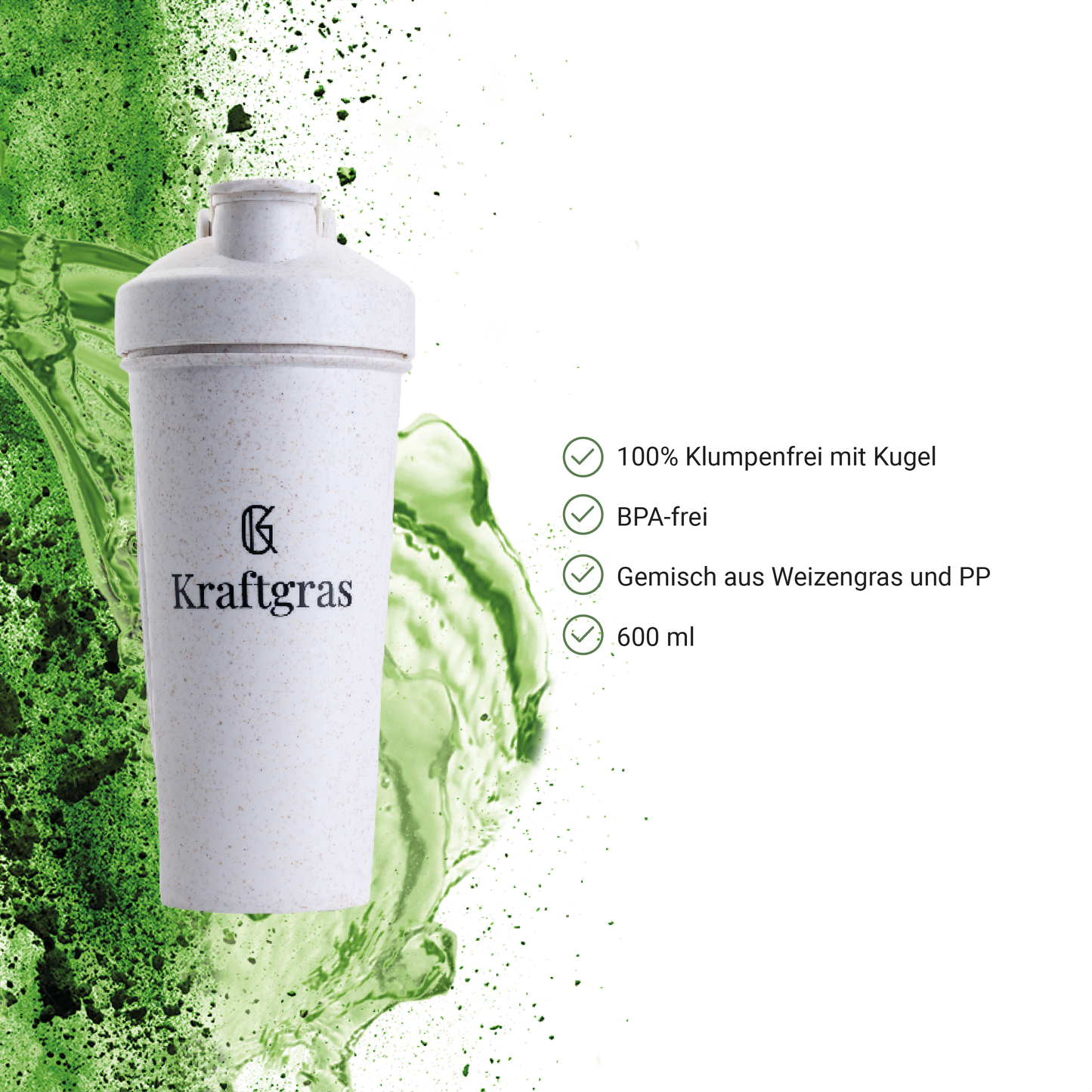 KRAFTGRAS Shaker aus Weizengras (600 ml)