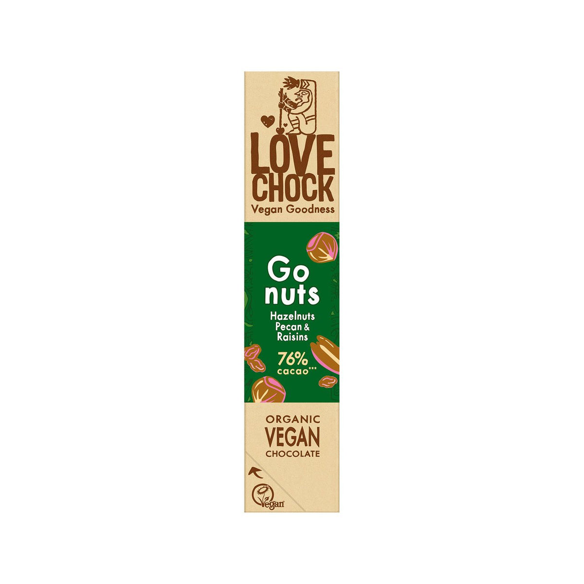 lovechock Schoko Riegel Go nuts 76% Kakao, EU Bio 40 g