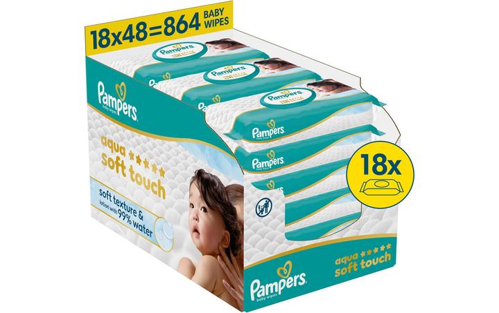 DrogerieMarkt24 - DrogerieMarkt24 Pampers Feuchttücher Aqua Soft Touch 18x48 - DrogerieMarkt24