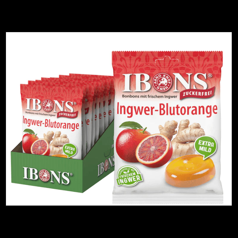 IBONS Ingwer Bonbon Display Blutorange o Z 10x75g