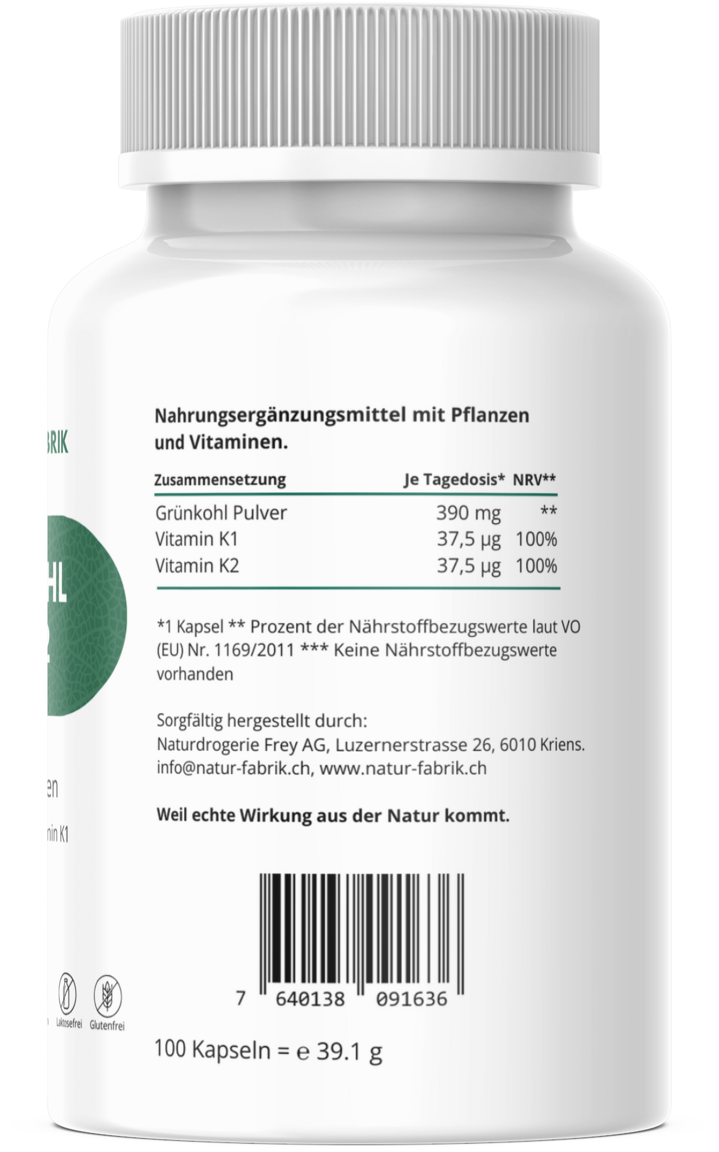 NATURFABRIK Grünkohl K1 & K2 Kapseln 100 Stk