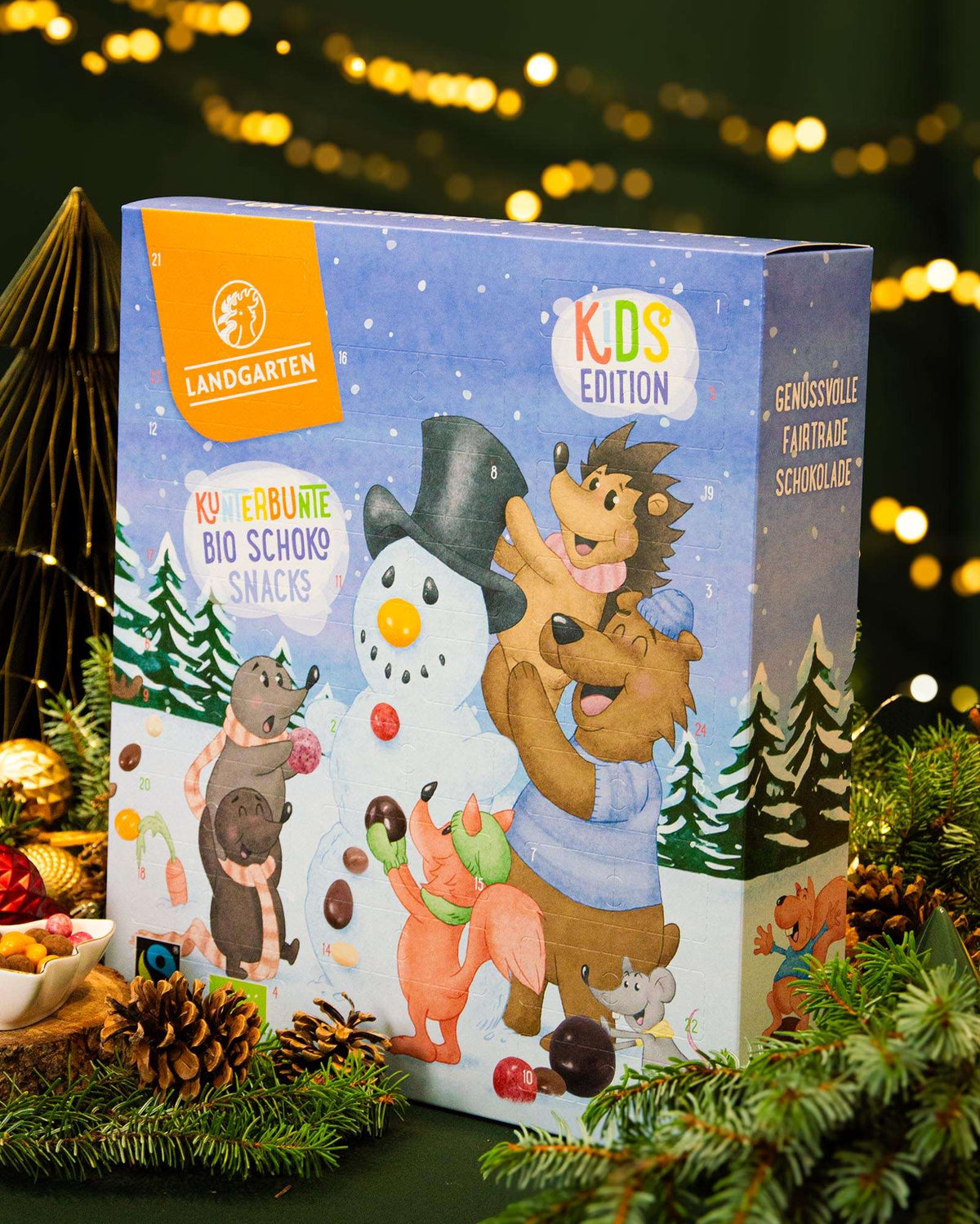 Landgarten Bio-Schoko-Adventskalender 2026 – Weihnachtsmotiv