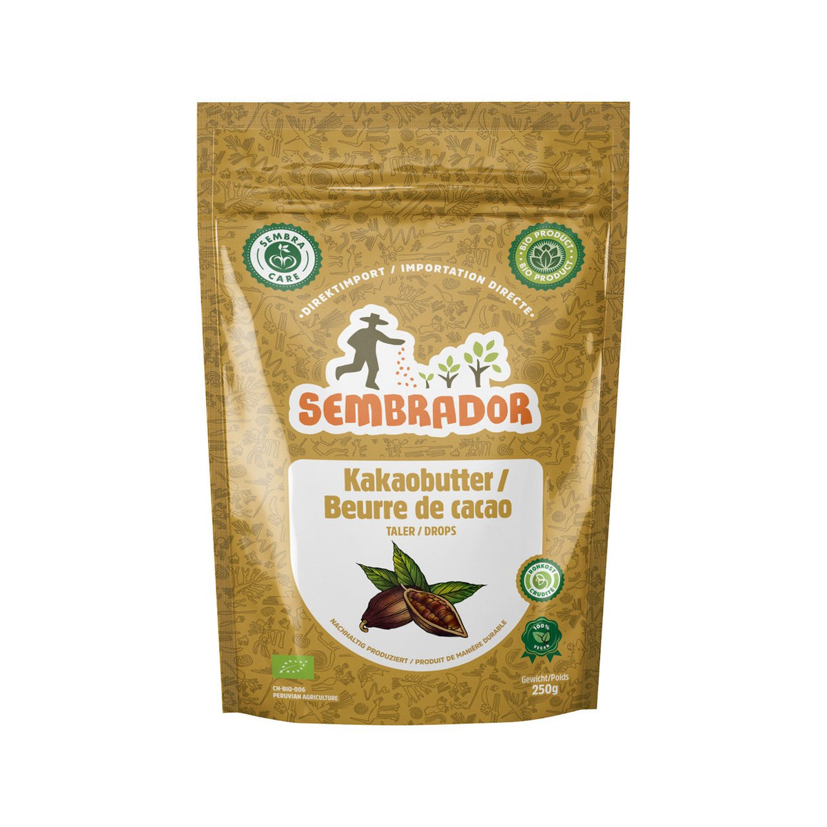Sembrador Bio Kakaobutter Taler 250 g