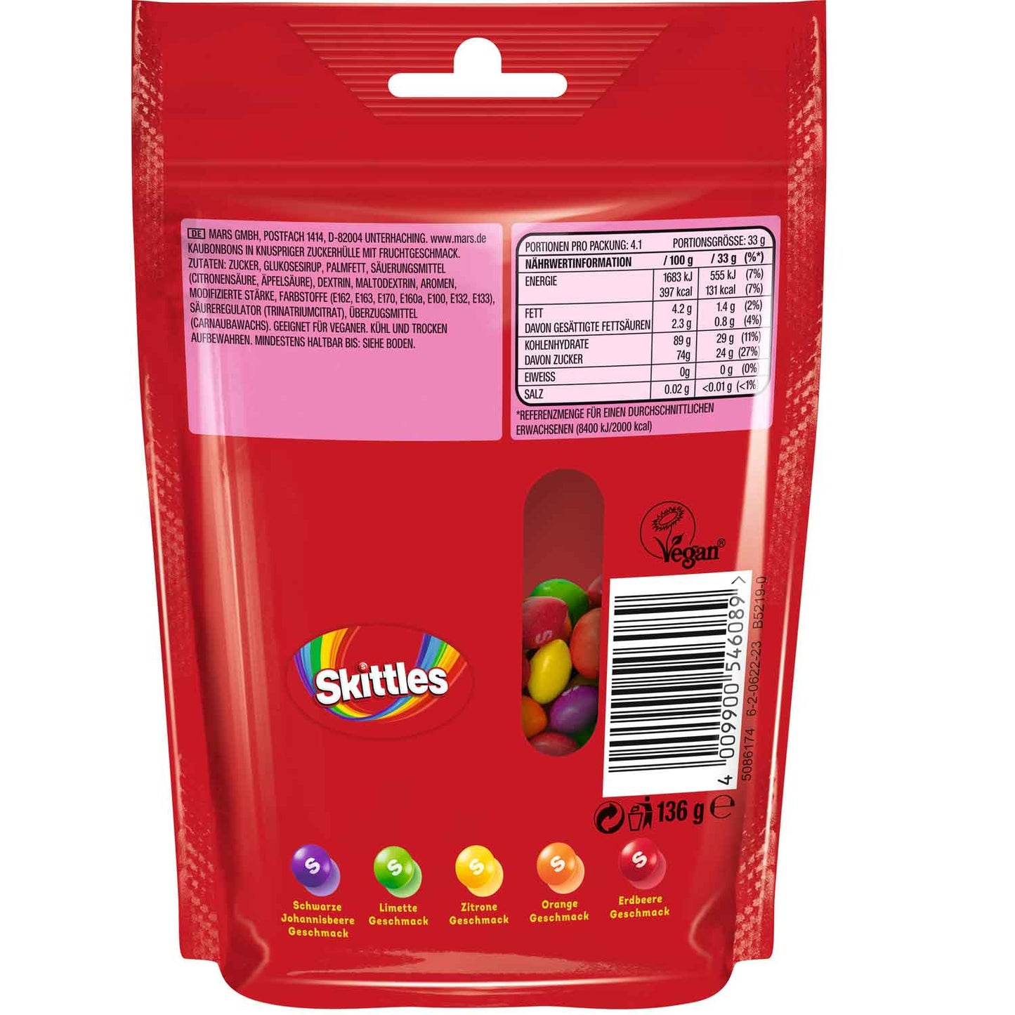 Skittles Fruits Kaubonbons 136,0 g