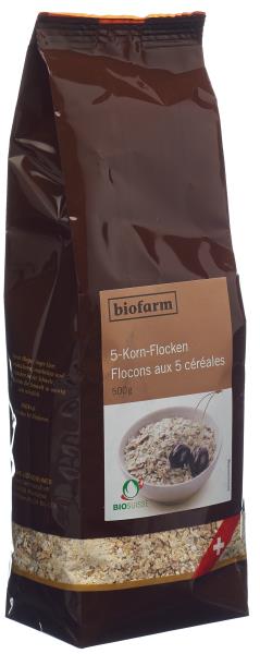 BIOFARM 5 Korn Flocken Knospe Btl 500 g