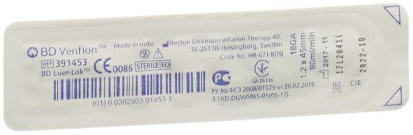 BD VENFLON 18G 1.2x45mm Luer-Lok grÃ¼n