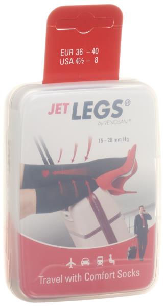 JET LEGS Travel socks 36-40 black Karton 1 Paar