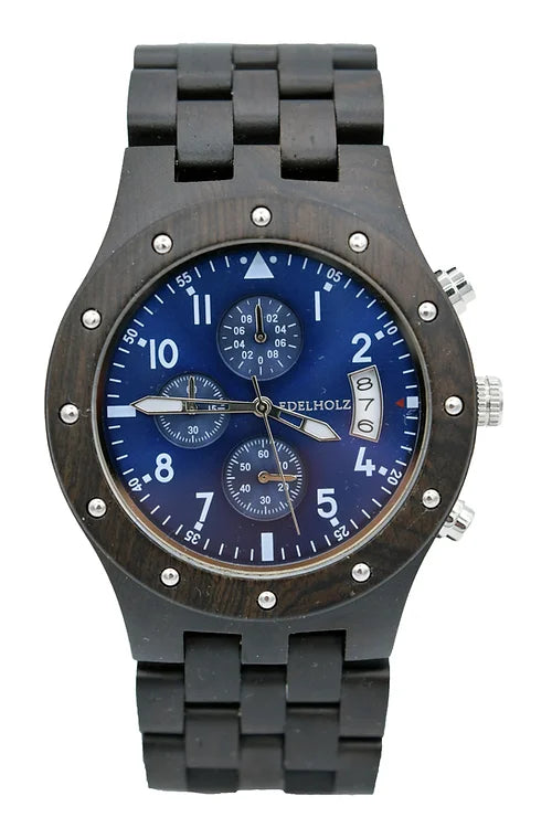 EDELHOLZ Holzuhr "SILAX" EBONY BLUE