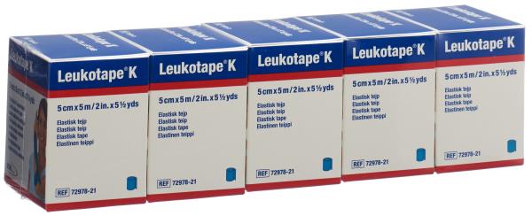 LEUKOTAPE K Pflasterbinde 5mx5cm blau 5 Stk