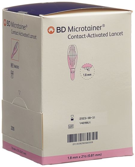 BD MICROTAINER kont Lanzetten 21Gx1.8mm pi 200 Stk