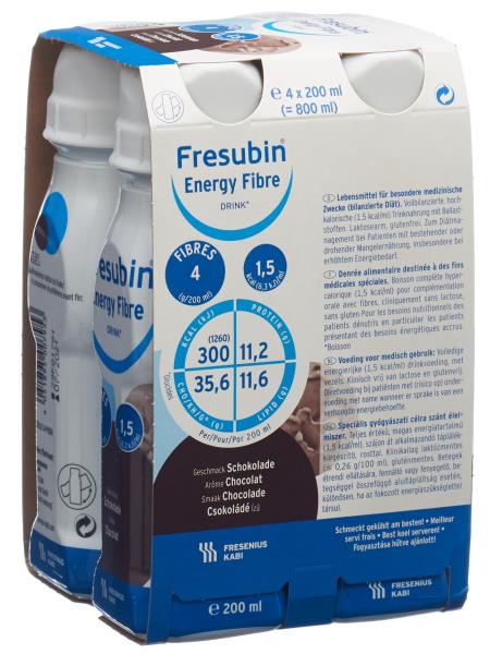 FRESUBIN Energy Fibre DRINK Schokolade 4 Fl 200 ml