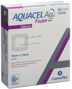AQUACEL Ag Foam adhÃ¤siv 10x10cm 10 Stk