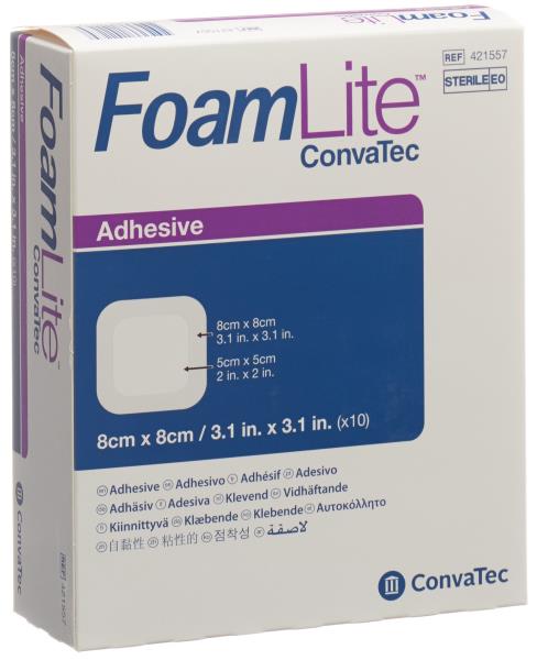 FOAM LITE Convatec Silikon-Schaum 8x8cm 10 Stk
