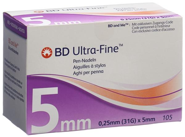 BD ULTRA-FINE Pen Nadel 31G 0.25x5mm 105 Stk
