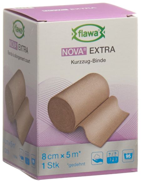 FLAWA NOVA EXTRA Kurzzugbinde 8cmx5m hautfarbig
