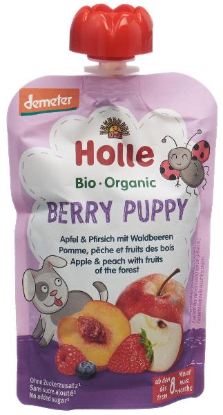 HOLLE Baby Berry Puppy Pouchy Apfel Pfirsich Waldbeere 100 g
