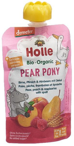 HOLLE Baby Pear Pony Pouchy Birne Pfirsich Himbeere Dinkel 100 g