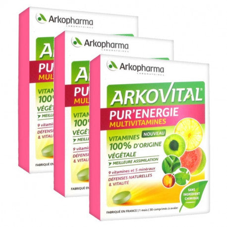 DrogerieMarkt24 - DrogerieMarkt24 ARKOVITAL Pur'Energie Vitamin+Mineral 3x 30 Tabletten - Burgerstein