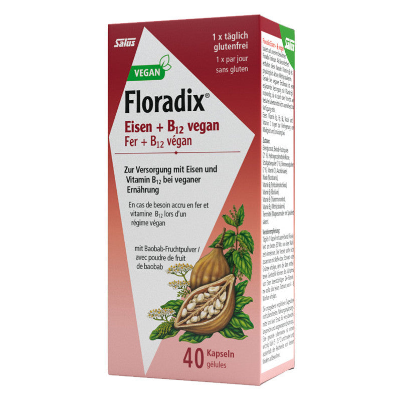 FLORADIX Eisen und Vitamin B12 Kapseln vegan (40 Stk.)