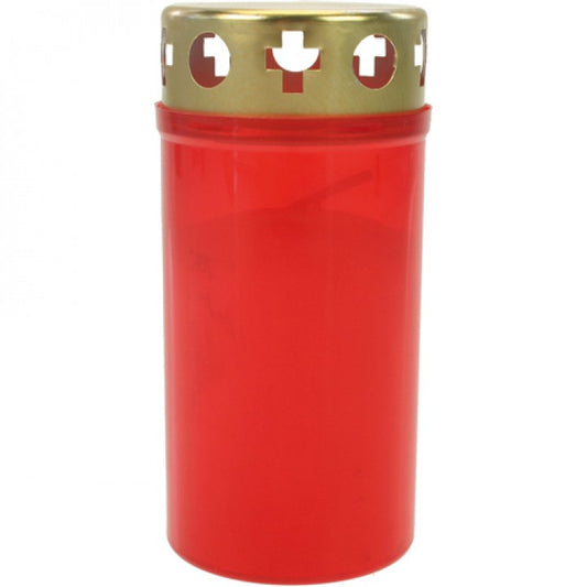 Grablicht Brenner rot mit Golddeckel (11 x 5.5 cm)